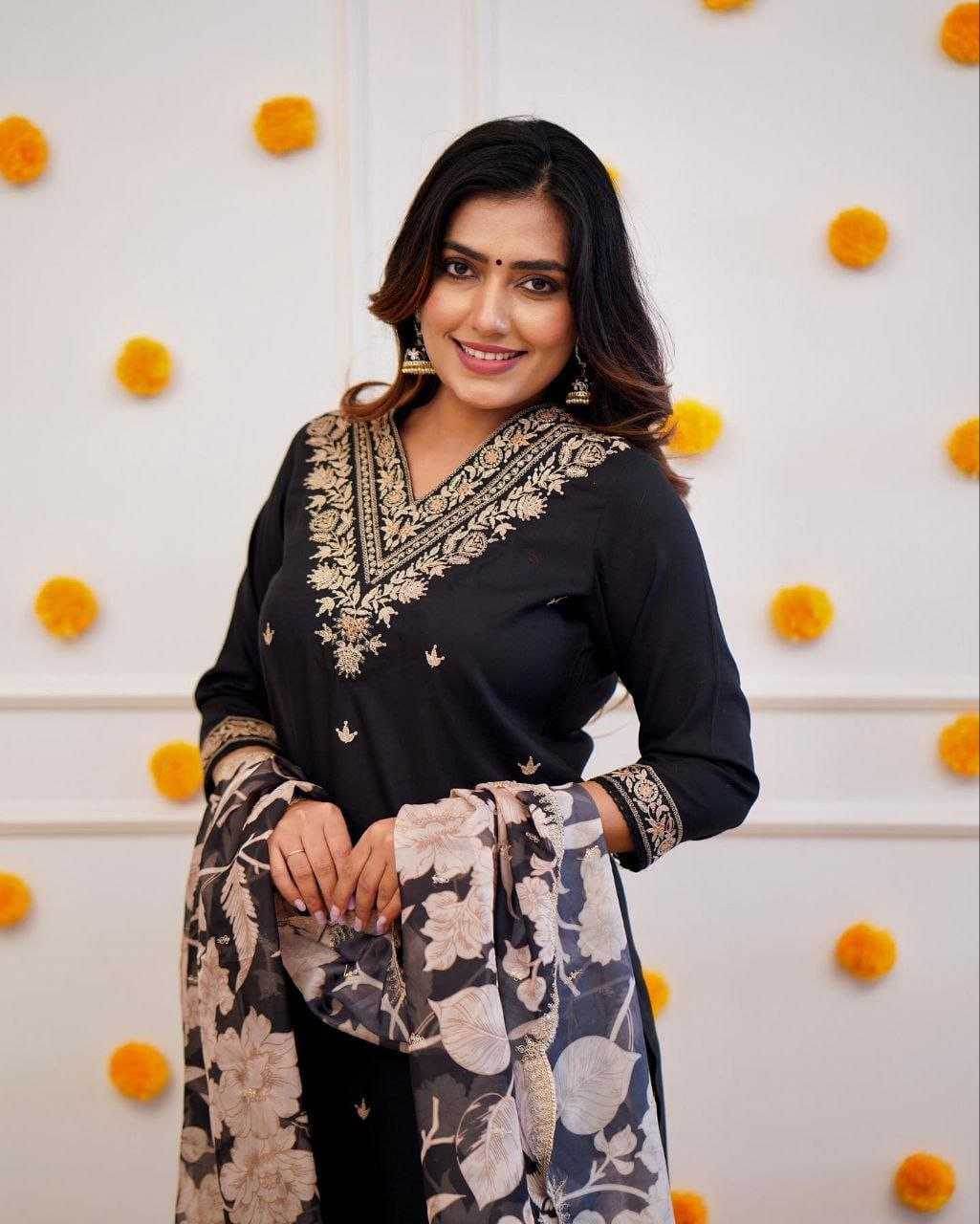 Viscose Rayon Embroidery Designer Suit - MYLUXURY LANE ENTERPRISE